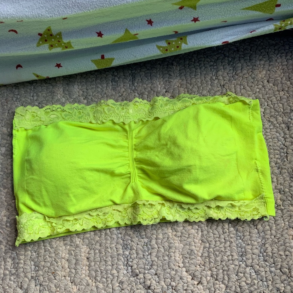 Cotton candy neon green/yellow strapless bra